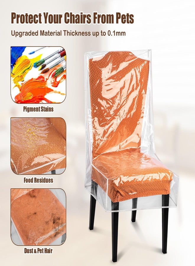 KIPHCA Dining Chair Covers, Waterproof Chair Covers - 4 Pack Clear Plastic Seat Chair Protector for Kitchen Keep Your Chair Away from Water Dust Stain and Pet Claws W/21 x D/18 Fits 16-23" (4) - Image 5
